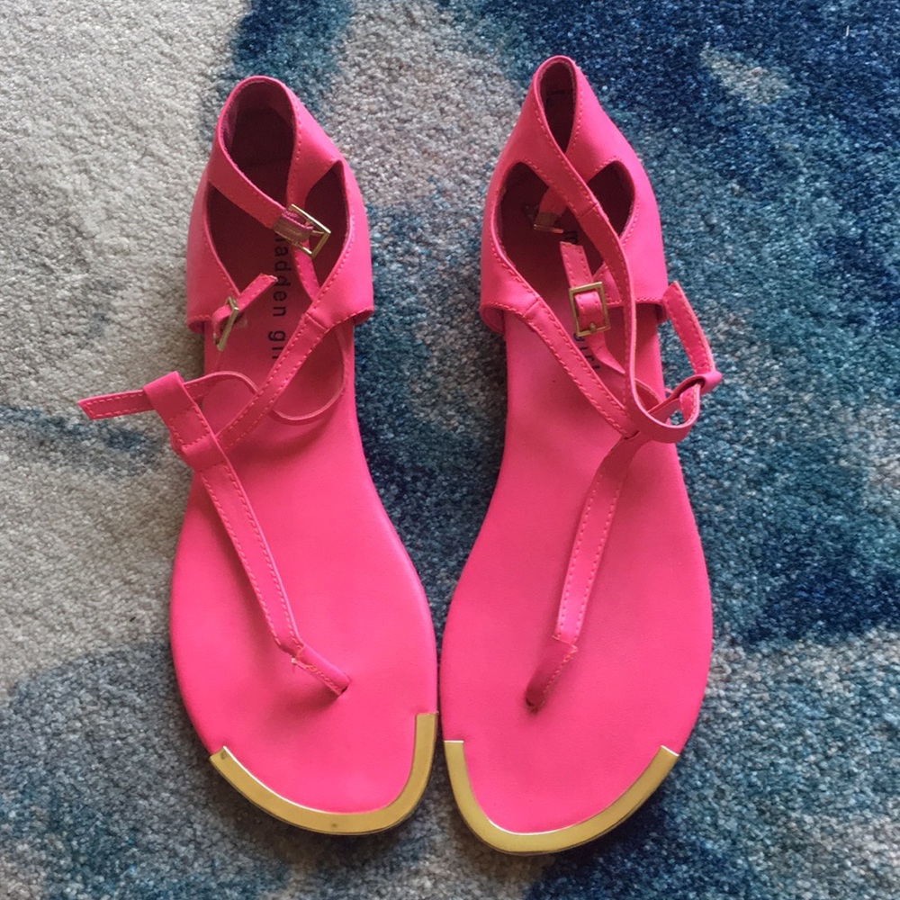 Madden Girl Neon Pink and Gold Sandals
